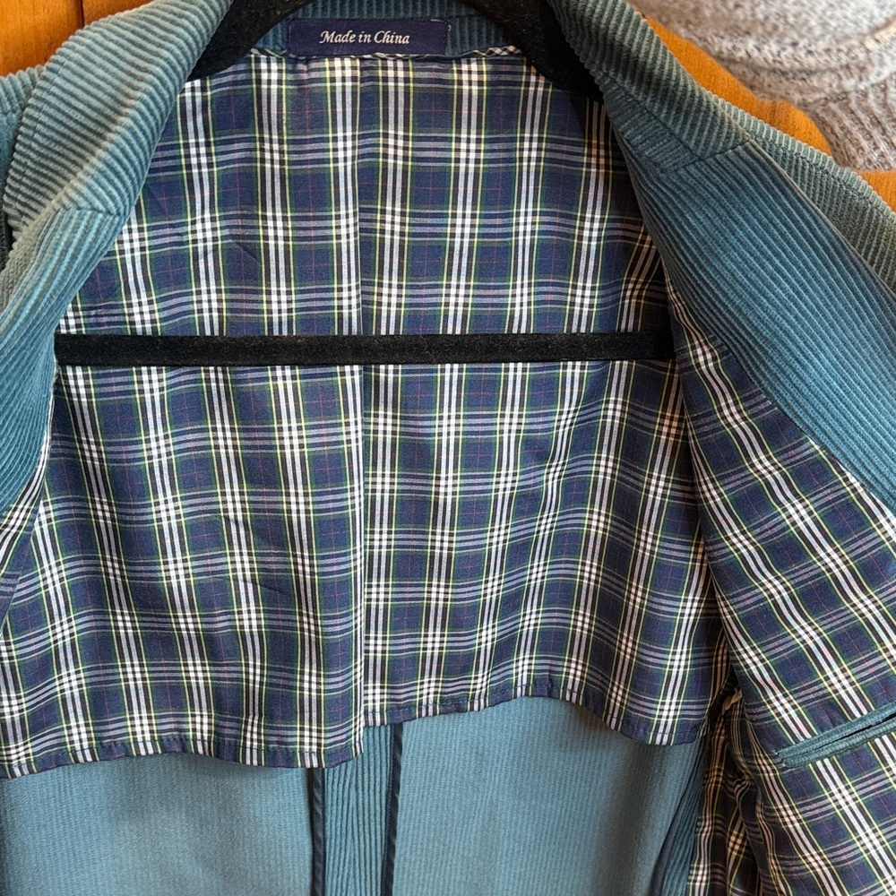 Alan Flusser Teal Corduroy Modern Fit Blazer - Picture 5 of 7